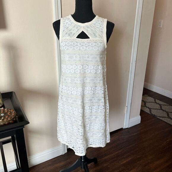 Max Studio 2 Tone Lace Dress Ivory/Ecru size XS - Picture 3 of 10